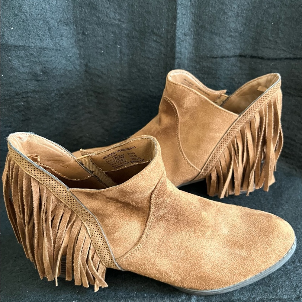 Suede Fringe Ankle Boots